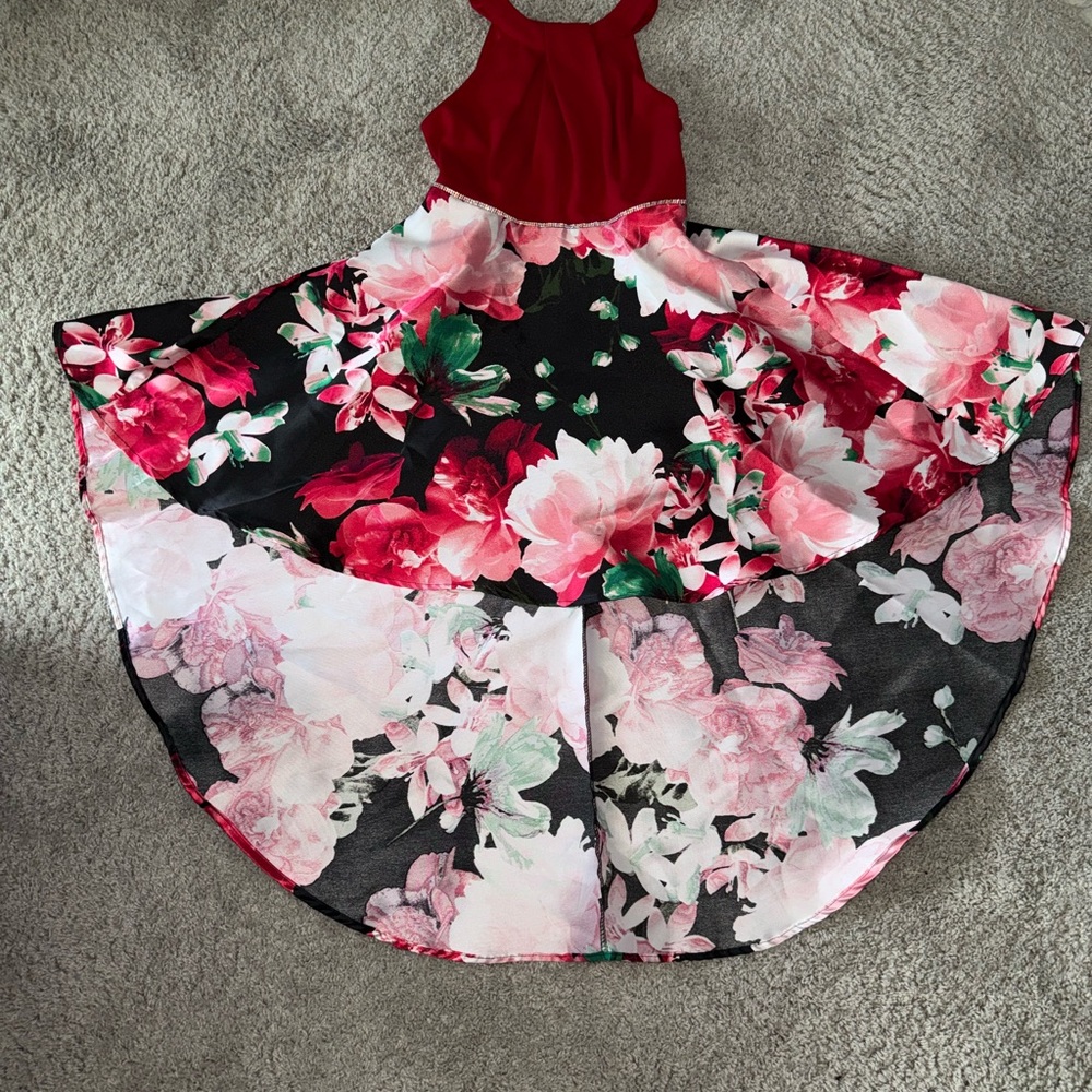 Speechless Red and Black Floral Kids Dress